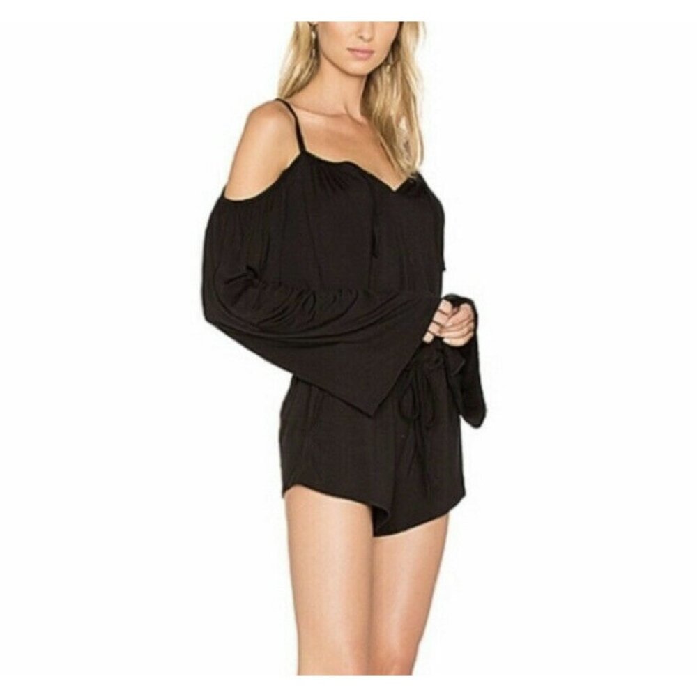 Chaser Cold Shoulder Long Sleeve Romper Black Size S